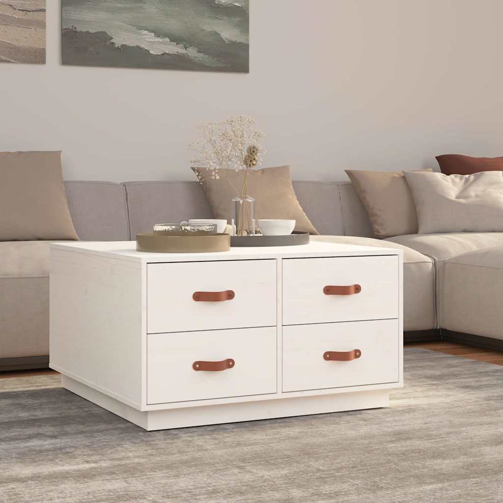 vidaXL Coffee Table White 80x80x45 cm Solid Wood Pine