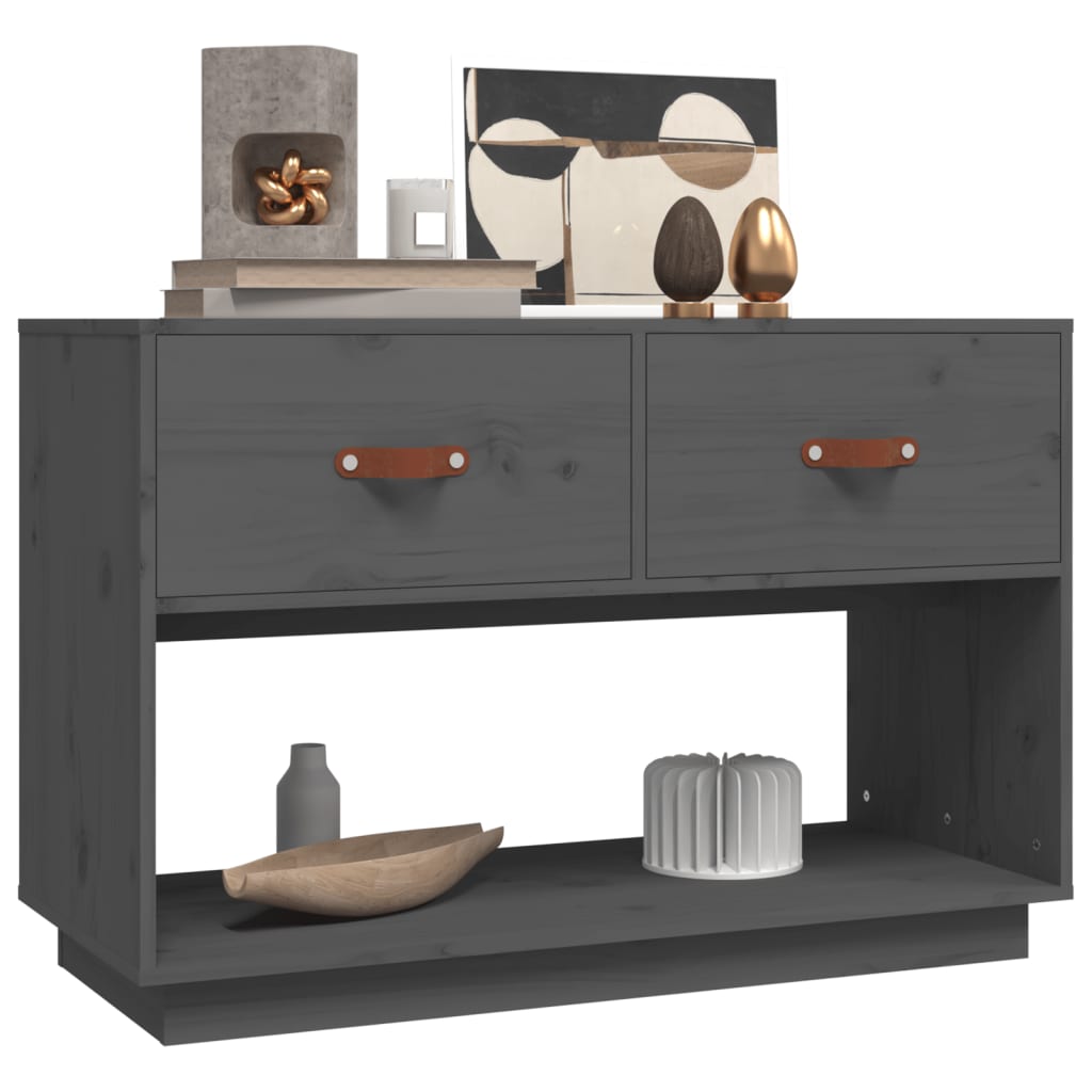 vidaXL TV Cabinet Grey 90x40x60 cm Solid Wood Pine
