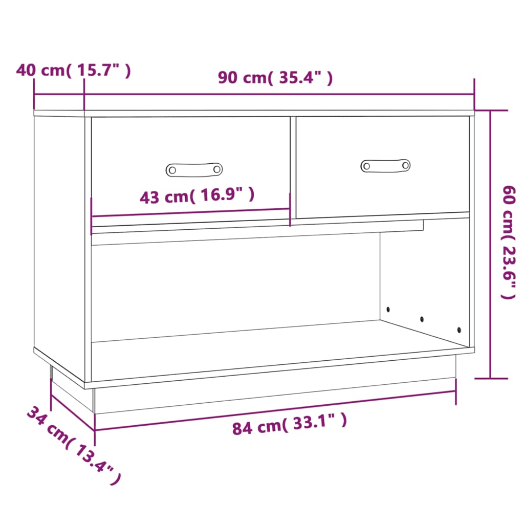 vidaXL TV Cabinet Honey Brown 90x40x60 cm Solid Wood Pine