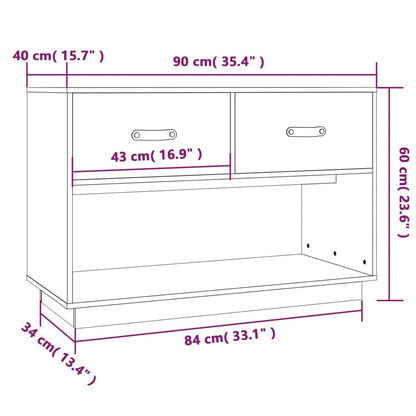 vidaXL TV Cabinet Black 90x40x60 cm Solid Wood Pine