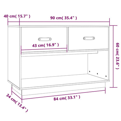 vidaXL TV Cabinet Black 90x40x60 cm Solid Wood Pine