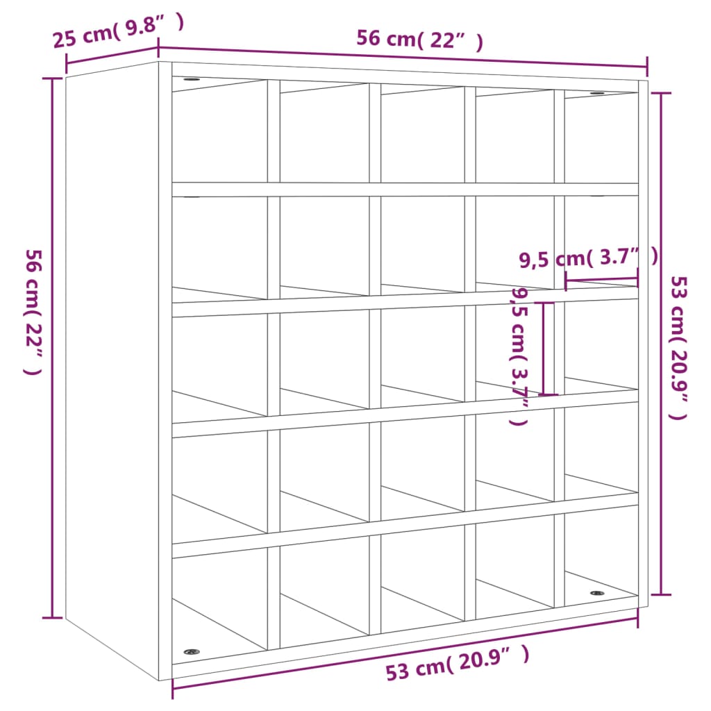 vidaXL Wine Cabinet White 56x25x56 cm Solid Wood Pine