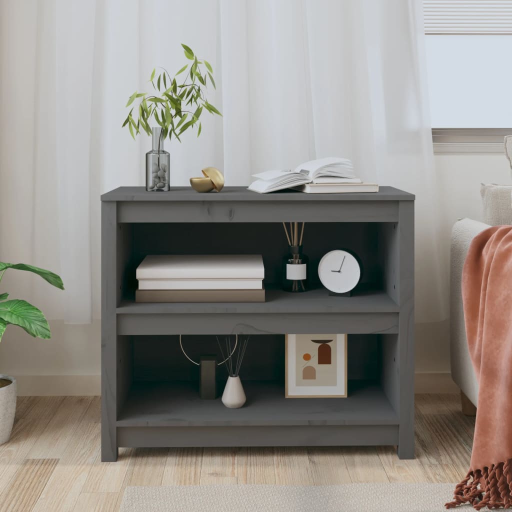 vidaXL Book Cabinet Grey 80x35x68 cm Solid Wood Pine