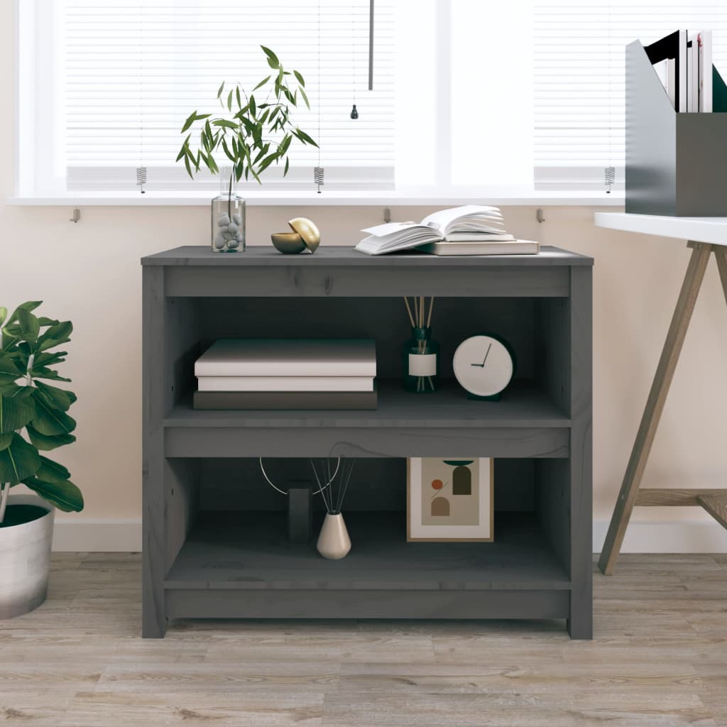 vidaXL Book Cabinet Grey 80x35x68 cm Solid Wood Pine