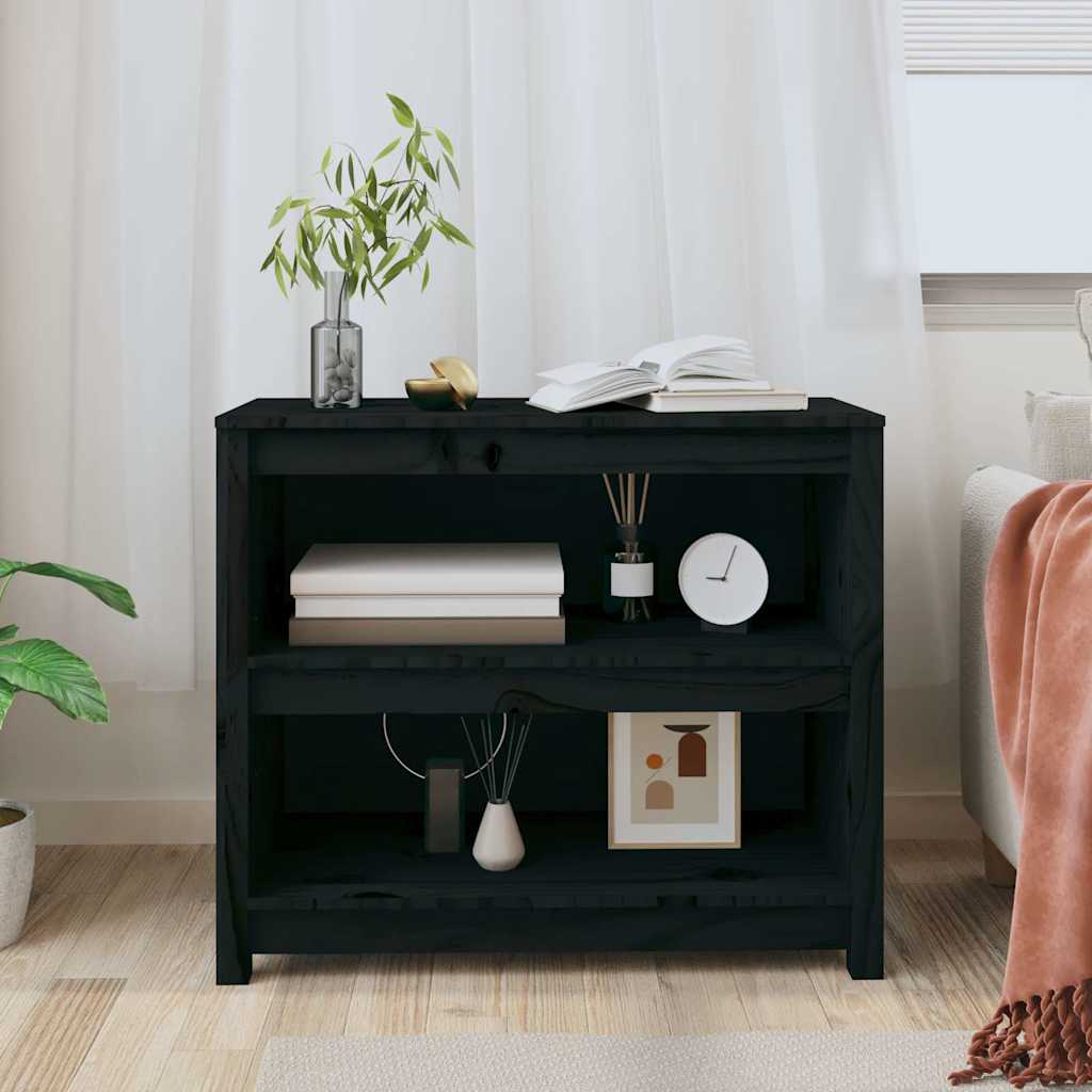 vidaXL Book Cabinet Black 80x35x68 cm Solid Wood Pine