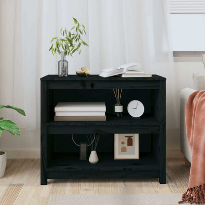 vidaXL Book Cabinet Black 80x35x68 cm Solid Wood Pine