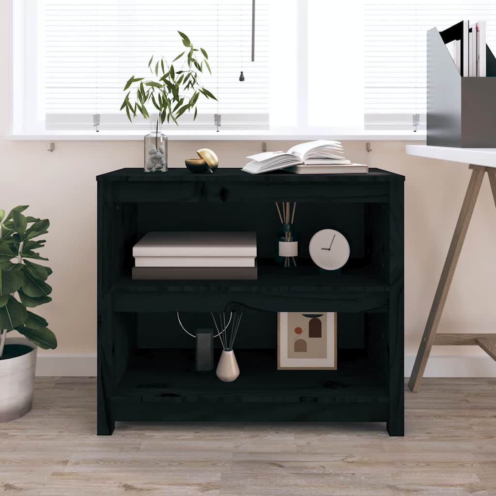 vidaXL Book Cabinet Black 80x35x68 cm Solid Wood Pine