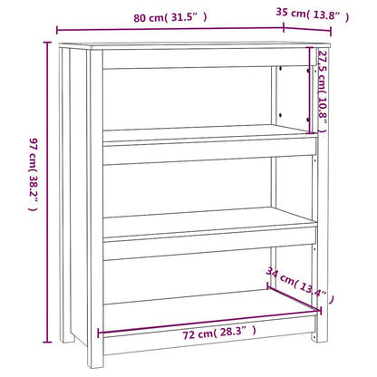 vidaXL Book Cabinet Grey 80x35x97 cm Solid Wood Pine