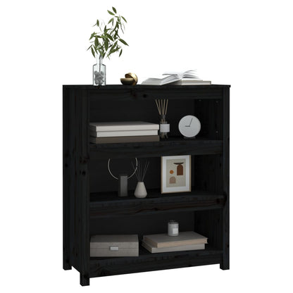 vidaXL Book Cabinet Black 80x35x97 cm Solid Wood Pine