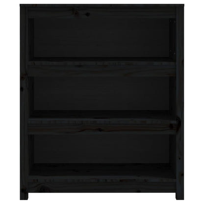 vidaXL Book Cabinet Black 80x35x97 cm Solid Wood Pine