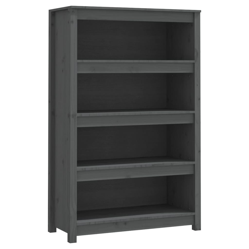 vidaXL Book Cabinet Grey 80x35x126 cm Solid Wood Pine