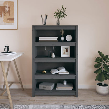 vidaXL Book Cabinet Grey 80x35x126 cm Solid Wood Pine