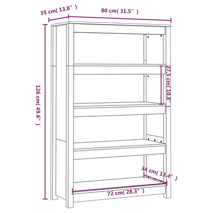 vidaXL Book Cabinet Honey Brown 80x35x126 cm Solid Wood Pine