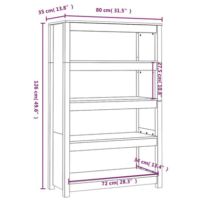 vidaXL Book Cabinet Honey Brown 80x35x126 cm Solid Wood Pine