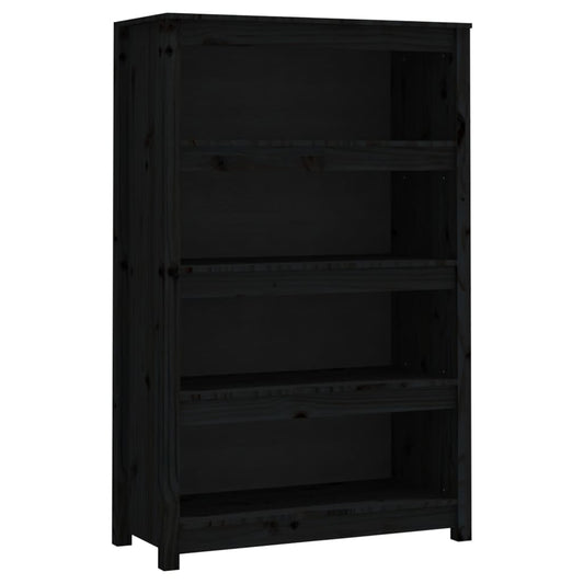 vidaXL Book Cabinet Black 80x35x126 cm Solid Wood Pine
