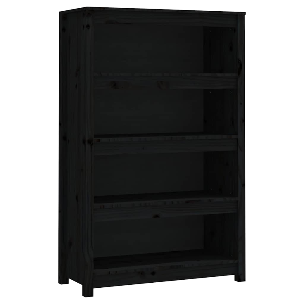 vidaXL Book Cabinet Black 80x35x126 cm Solid Wood Pine