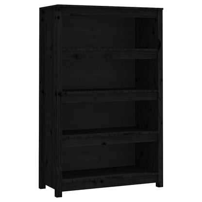 vidaXL Book Cabinet Black 80x35x126 cm Solid Wood Pine