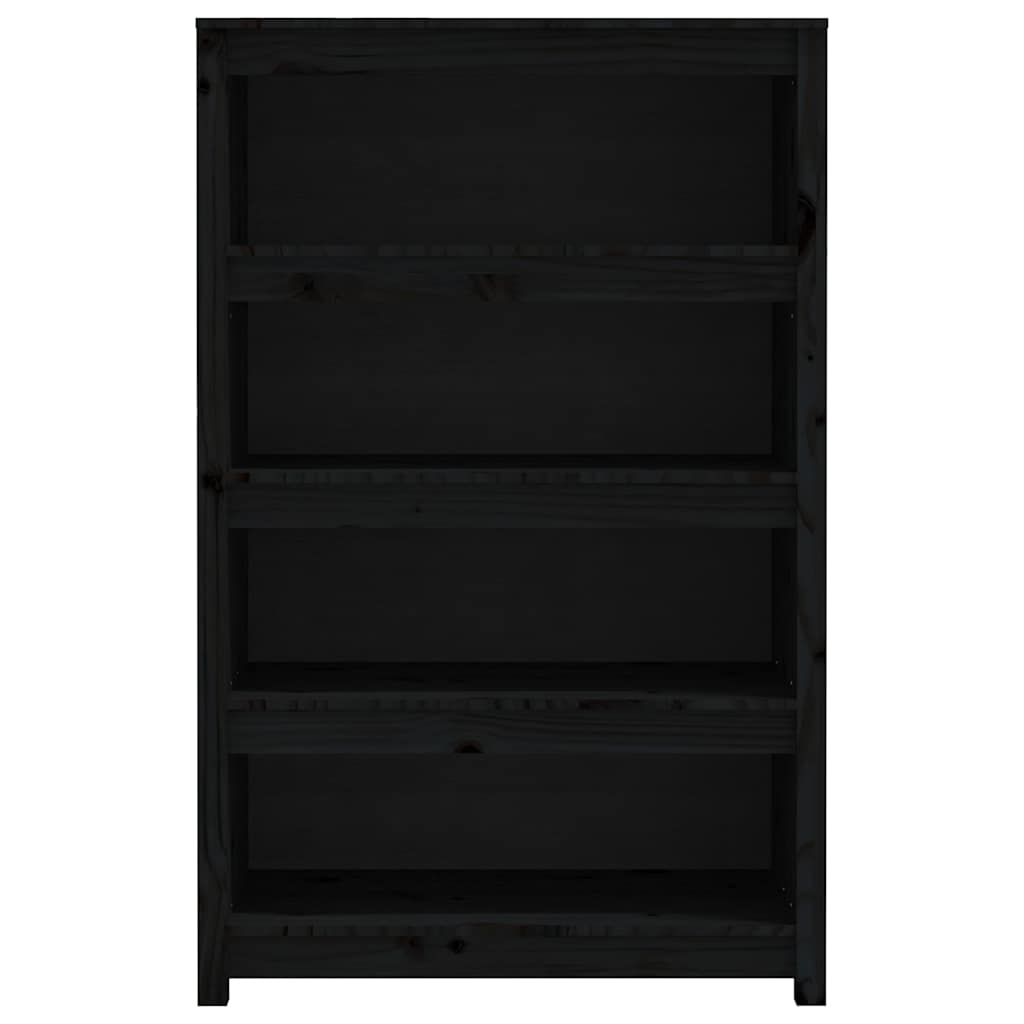 vidaXL Book Cabinet Black 80x35x126 cm Solid Wood Pine