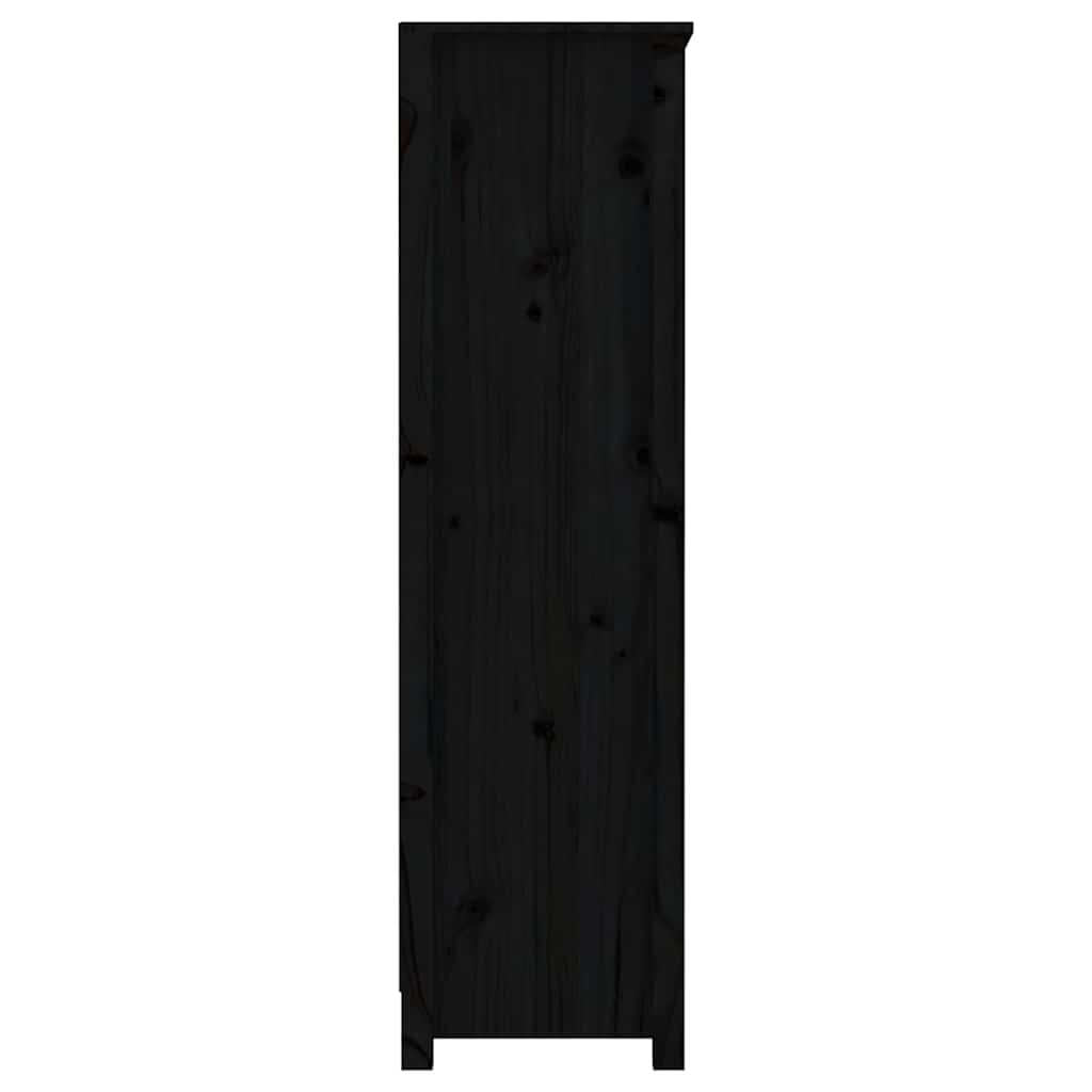 vidaXL Book Cabinet Black 80x35x126 cm Solid Wood Pine