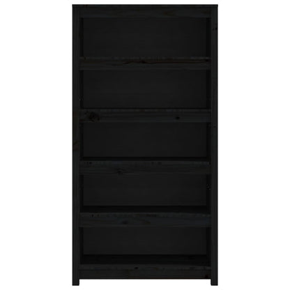 vidaXL Book Cabinet Black 80x35x154 cm Solid Wood Pine