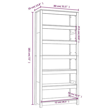 vidaXL Book Cabinet 80x35x183 cm Solid Wood Pine