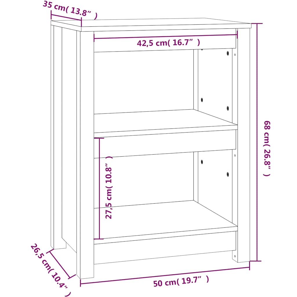 vidaXL Book Cabinet Honey Brown 50x35x68 cm Solid Wood Pine