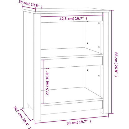 vidaXL Book Cabinet Black 50x35x68 cm Solid Wood Pine