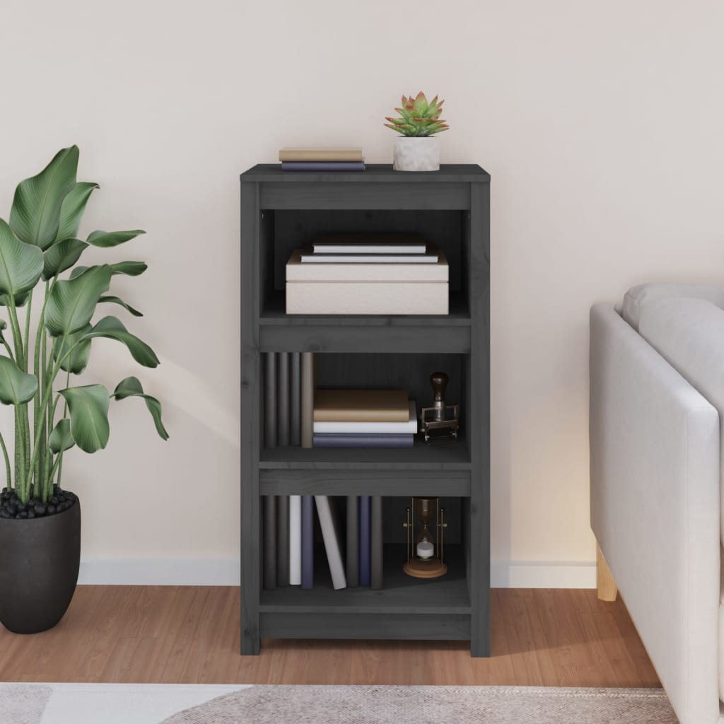 vidaXL Book Cabinet Grey 50x35x97 cm Solid Wood Pine