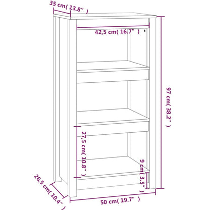vidaXL Book Cabinet Grey 50x35x97 cm Solid Wood Pine
