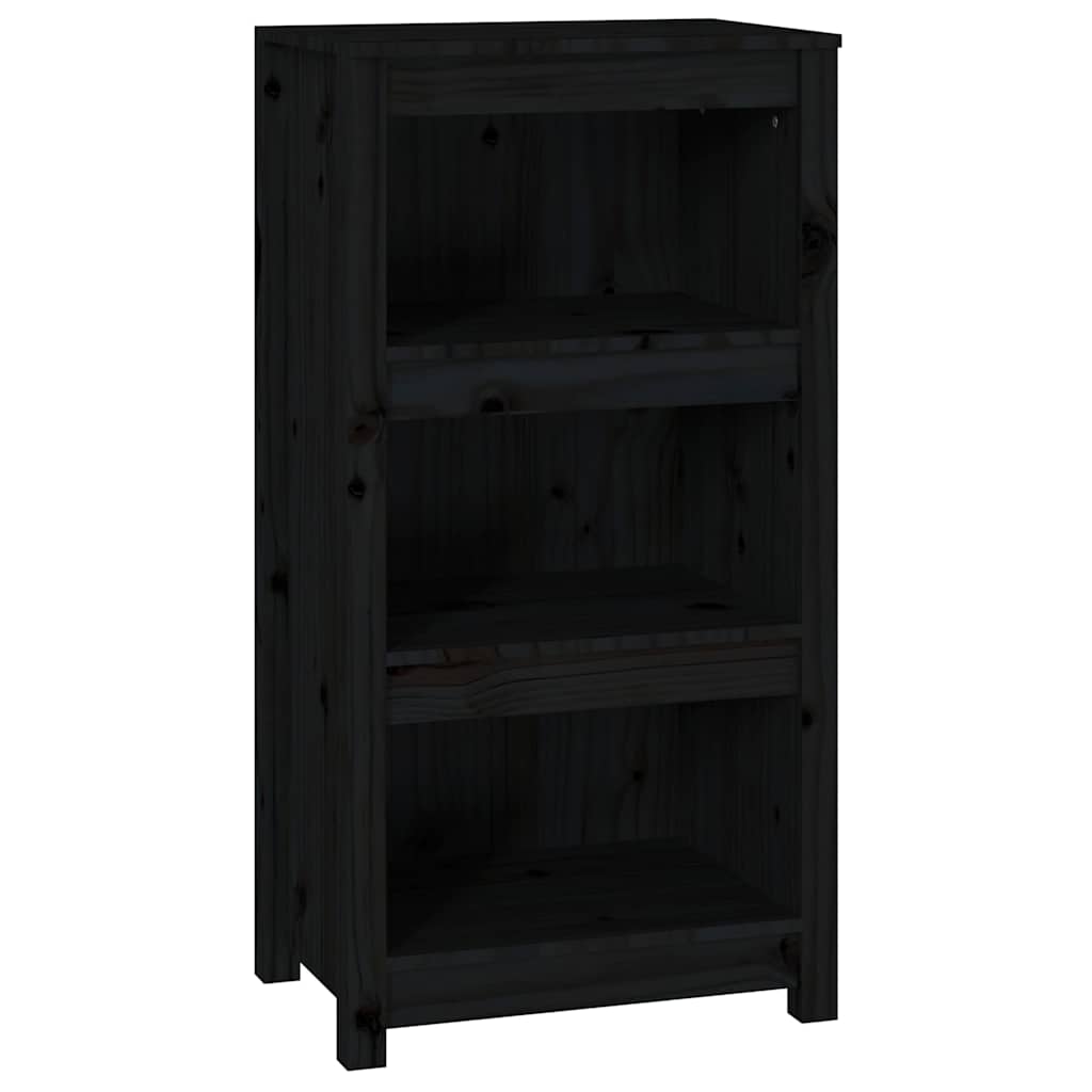 vidaXL Book Cabinet Black 50x35x97 cm Solid Wood Pine