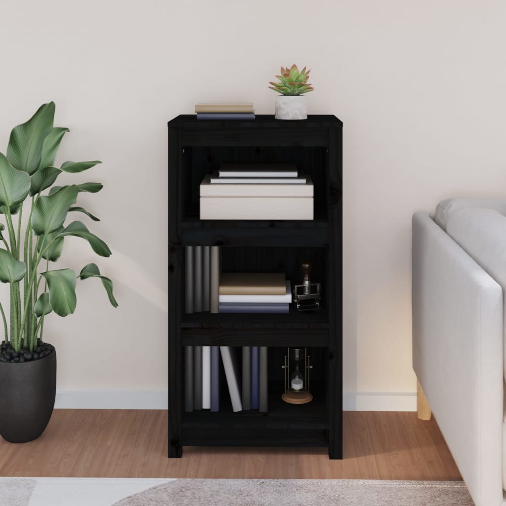 vidaXL Book Cabinet Black 50x35x97 cm Solid Wood Pine
