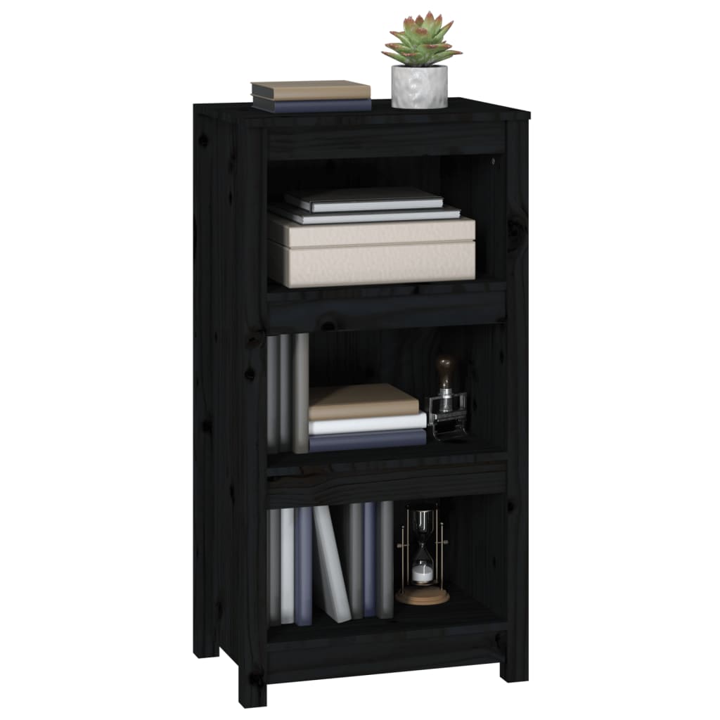 vidaXL Book Cabinet Black 50x35x97 cm Solid Wood Pine