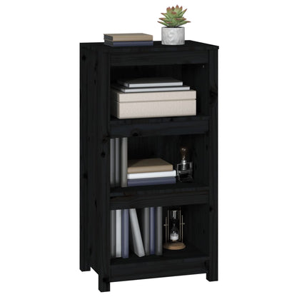 vidaXL Book Cabinet Black 50x35x97 cm Solid Wood Pine