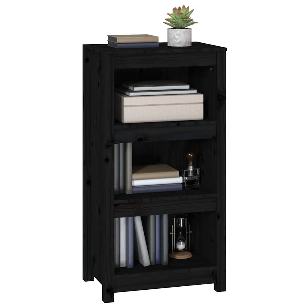 vidaXL Book Cabinet Black 50x35x97 cm Solid Wood Pine