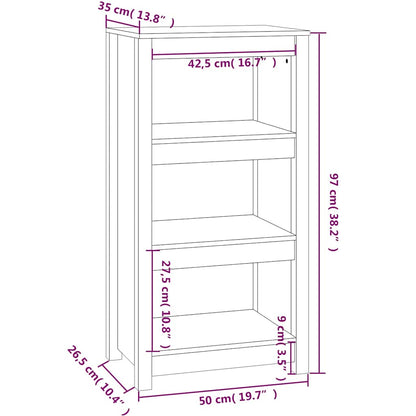 vidaXL Book Cabinet Black 50x35x97 cm Solid Wood Pine