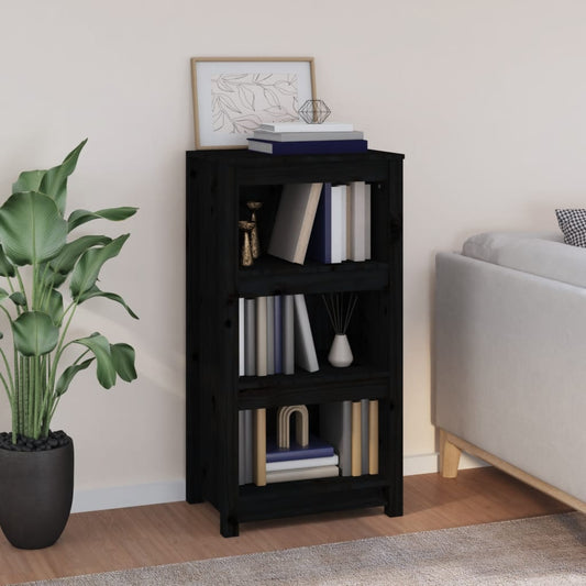 vidaXL Book Cabinet Black 50x35x97 cm Solid Wood Pine