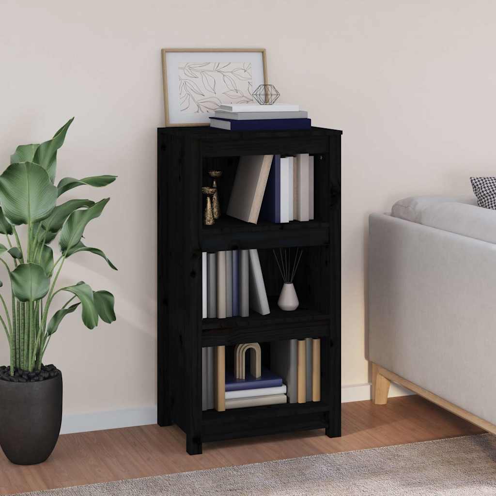 vidaXL Book Cabinet Black 50x35x97 cm Solid Wood Pine