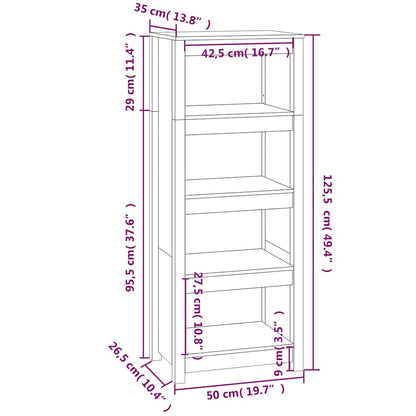 vidaXL Book Cabinet Grey 50x35x125,5 cm Solid Wood Pine