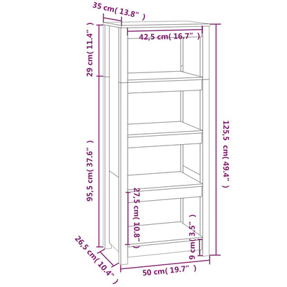 vidaXL Book Cabinet Honey Brown 50x35x125.5 cm Solid Wood Pine
