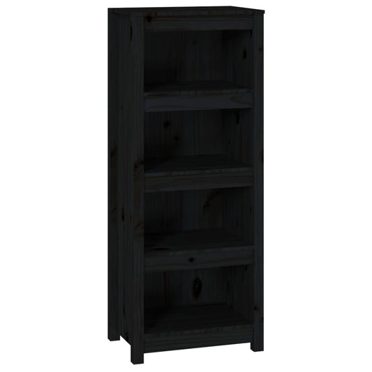 vidaXL Book Cabinet Black 50x35x125,5 cm Solid Wood Pine