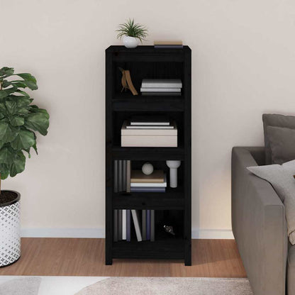 vidaXL Book Cabinet Black 50x35x125,5 cm Solid Wood Pine