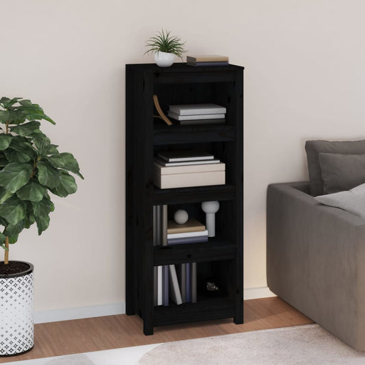 vidaXL Book Cabinet Black 50x35x125,5 cm Solid Wood Pine