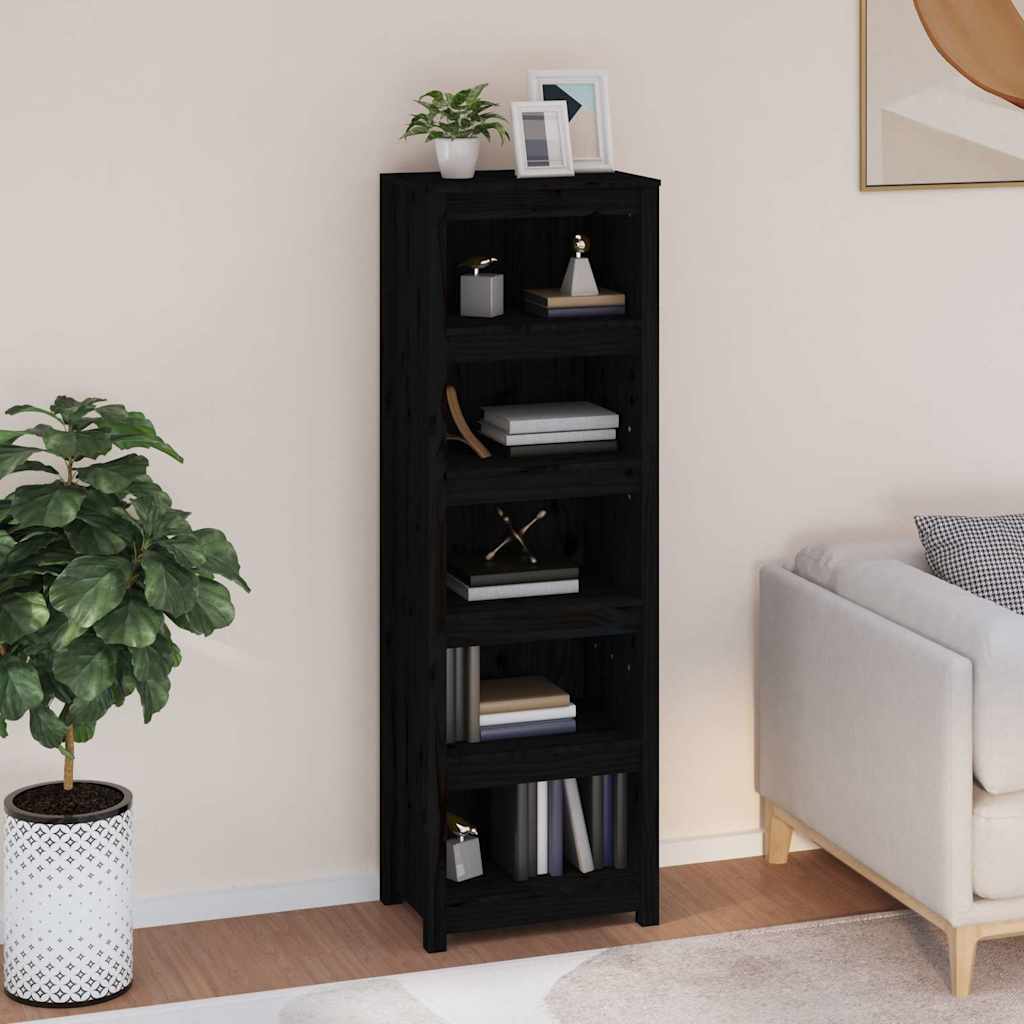 vidaXL Book Cabinet Black 50x35x154 cm Solid Wood Pine