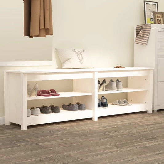vidaXL Shoe Bench White 160x36.5x50 cm Solid Wood Pine