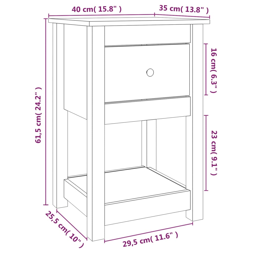 vidaXL Bedside Cabinets 2 pcs Honey Brown 40x35x61.5cm Solid Wood Pine