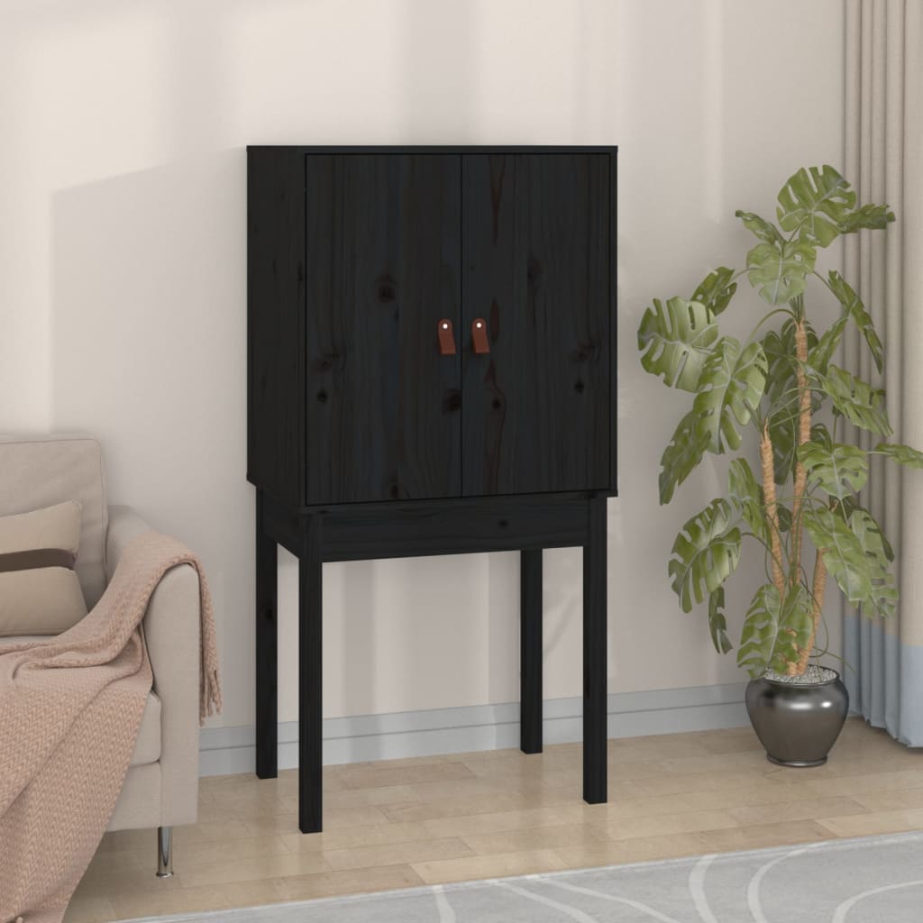 vidaXL Highboard Black 60x40x120 cm Solid Wood Pine