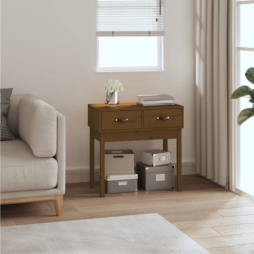 vidaXL Console Table Honey Brown 76.5x40x75 cm Solid Wood Pine