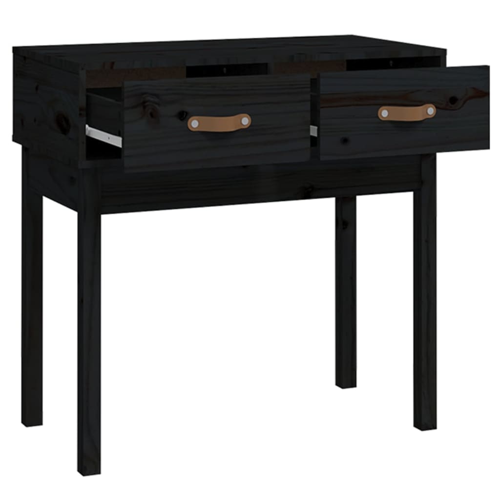 vidaXL Console Table Black 76.5x40x75 cm Solid Wood Pine