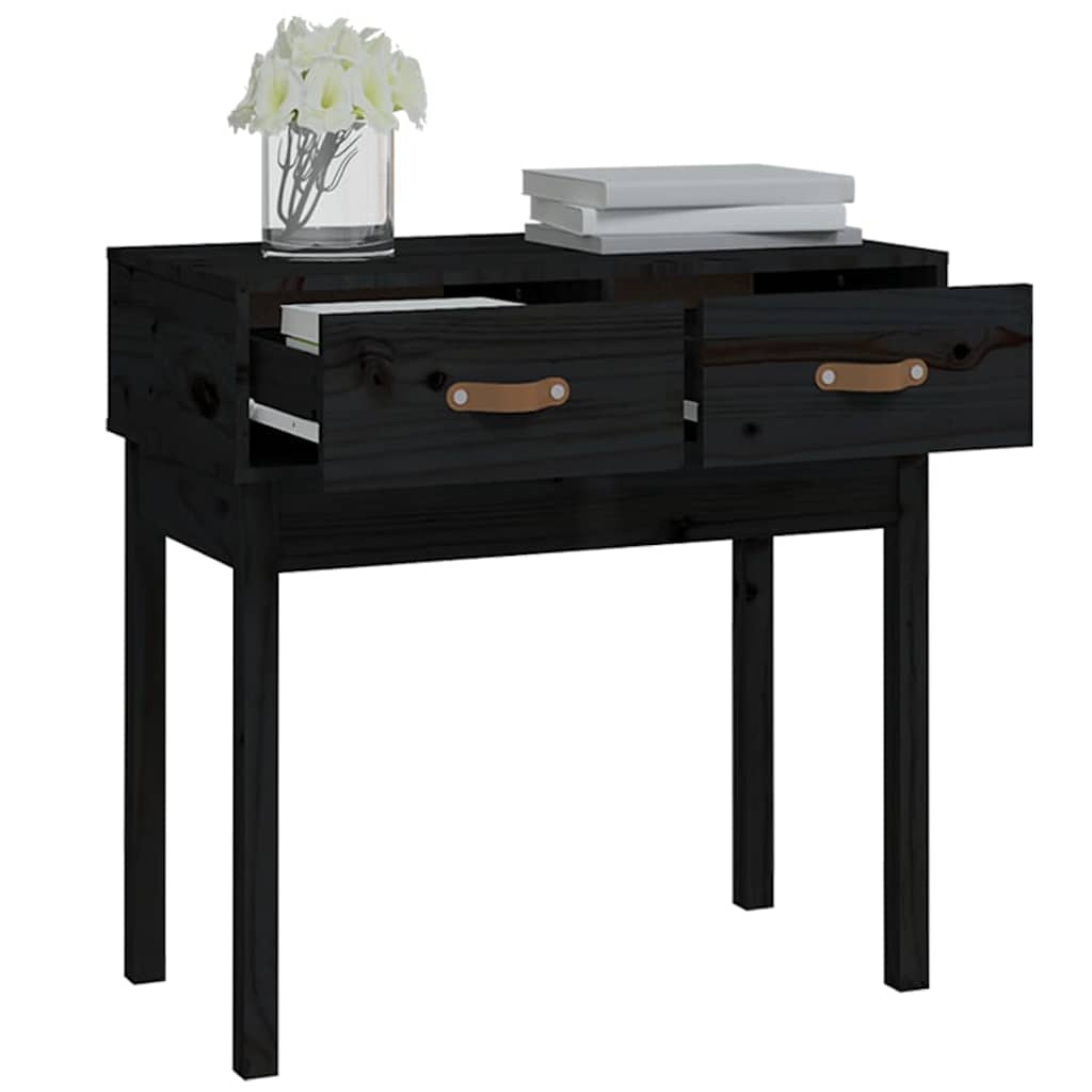 vidaXL Console Table Black 76,5x40x75 cm Solid Wood Pine