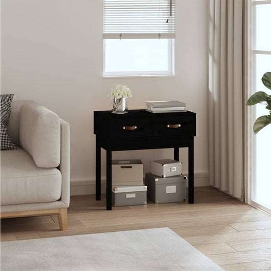 vidaXL Console Table Black 76.5x40x75 cm Solid Wood Pine
